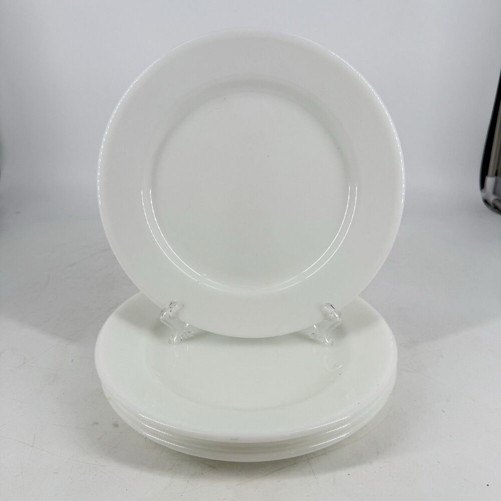 Vintage 1957 Corning White Milk Glass Salad Plates 9” Set of 4 Made in USA